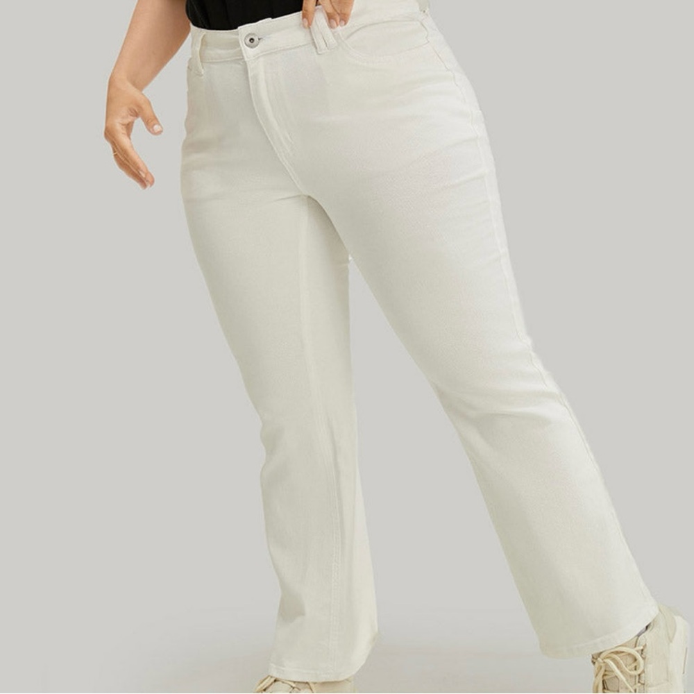 BloomChic White Flare Wide Leg Jeans